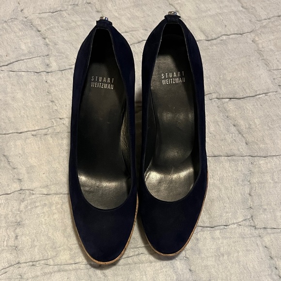Stuart Weitzman Corkswoon Navy Wedges - Picture 9 of 10